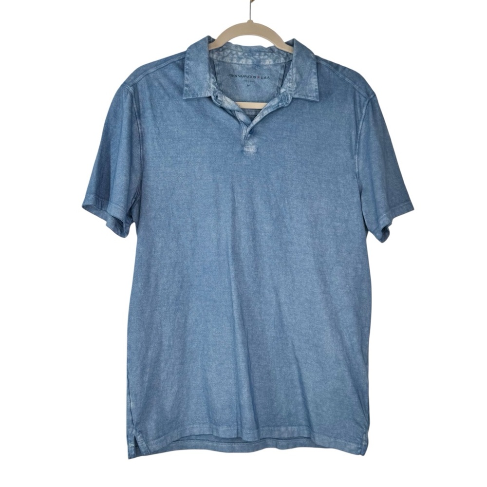 John Varvatos Blue Wash Short Sleeve Polo Shirt Men’s Size Medium
